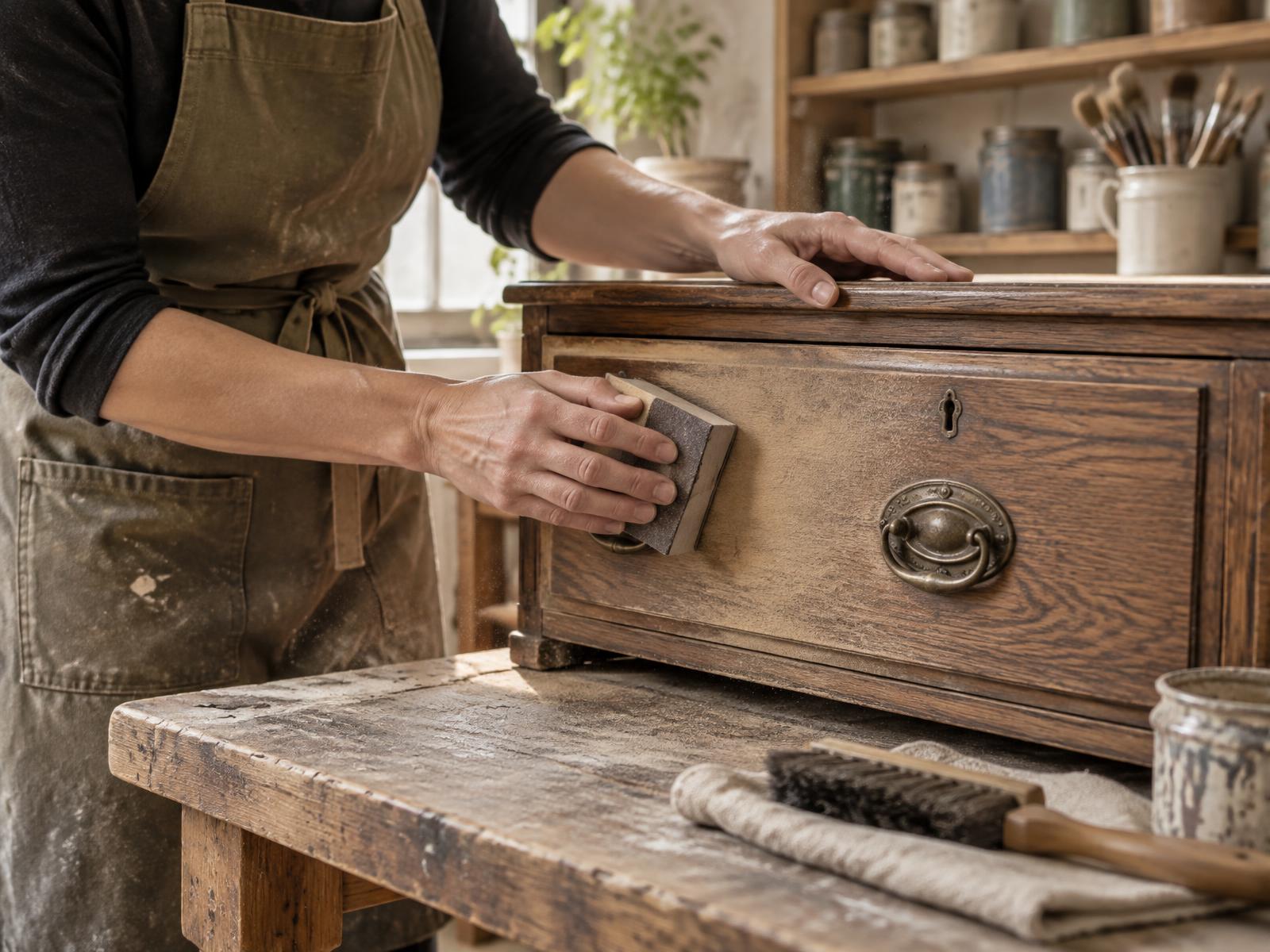 Furniture restoration in the studio